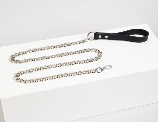 Black Leather Chain Leash
