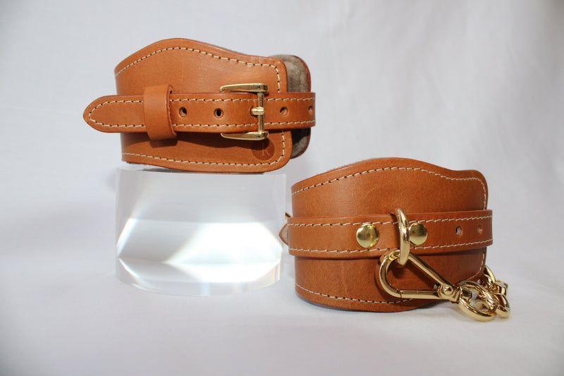 IMPERFECT - Tan Suede Padded Wrist Restraints (2)