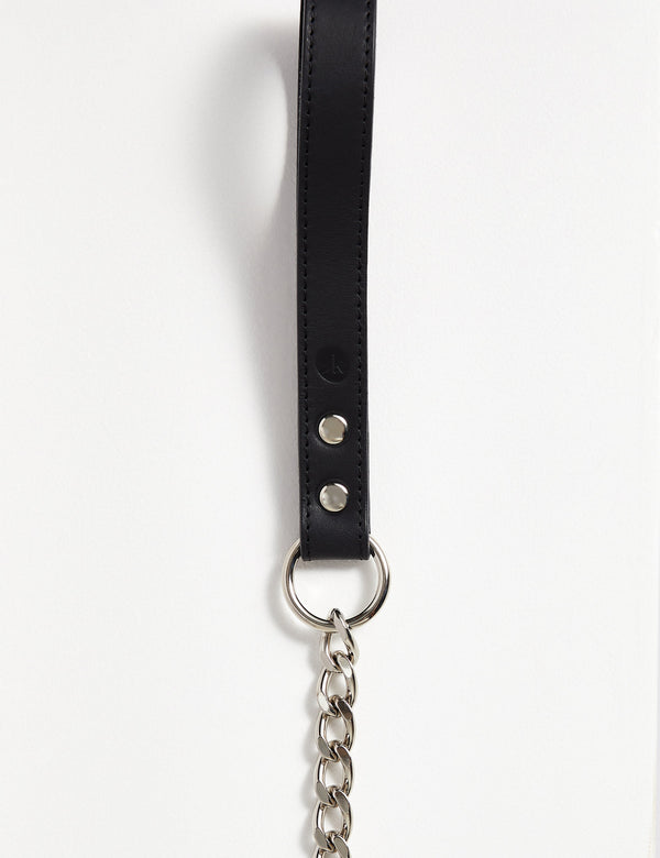 Black Leather Chain Leash